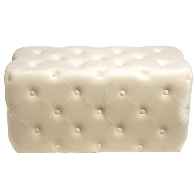 Rectangle stool Lailly, pearl, velvet, H42x84x42cm