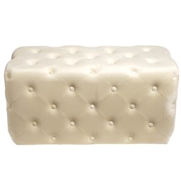 Rectangle stool Lailly, pearl, velvet, H42x84x42cm