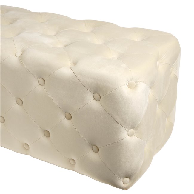 Rectangle stool Lailly, pearl, velvet, H42x84x42cm