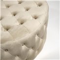 Round buttoned stool Lacelle, taupe, velvet, D89cm H42cm