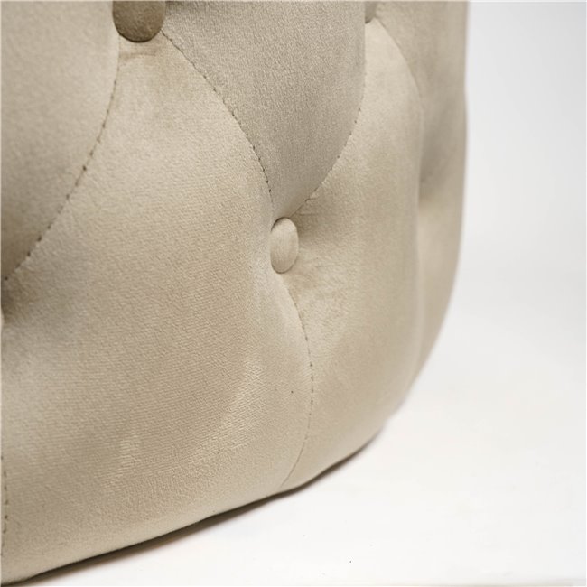 Round buttoned stool Lacelle, taupe, velvet, D89cm H42cm