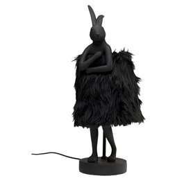 Table lamp Animal Rabbit Fur, black, H50x20x18cm, E14, 5W 