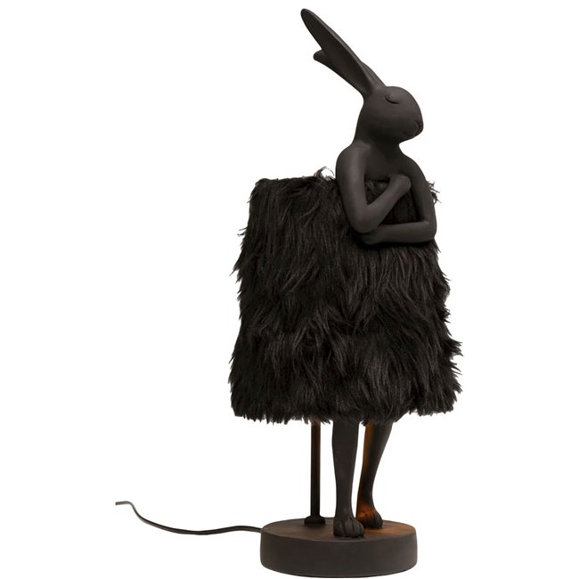 Laualamp Animal Rabbit Fur, must, H50x20x18cm, E14, 5W 