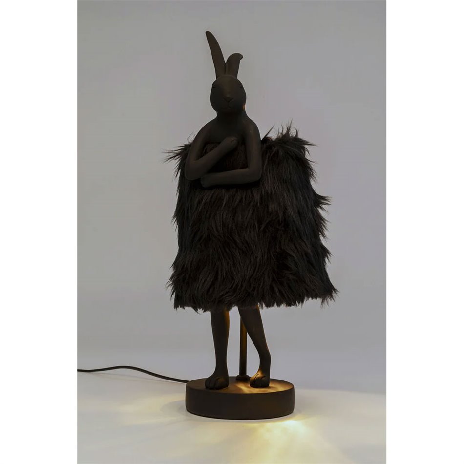 Laualamp Animal Rabbit Fur, must, H50x20x18cm, E14, 5W 