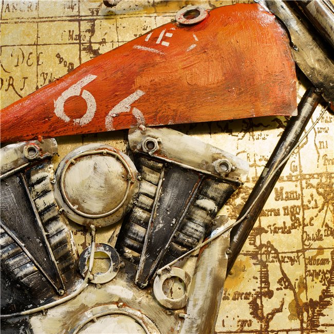 Wall decor Red motocycle, metal, 140x70cm