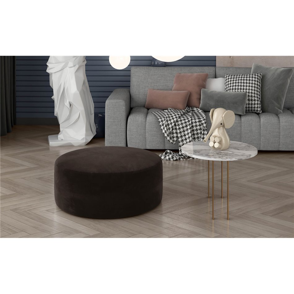 Pouf Elbero Monolith 29, velvet, dark brown, H42x70x70cm