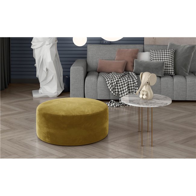 Pouf Elbero Monolith 48, velvet, yellow, H42x70x70cm