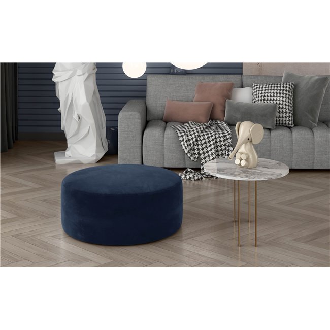 Pouf Elbero Monolith 77, velvet, dark blue, H42x70x70cm
