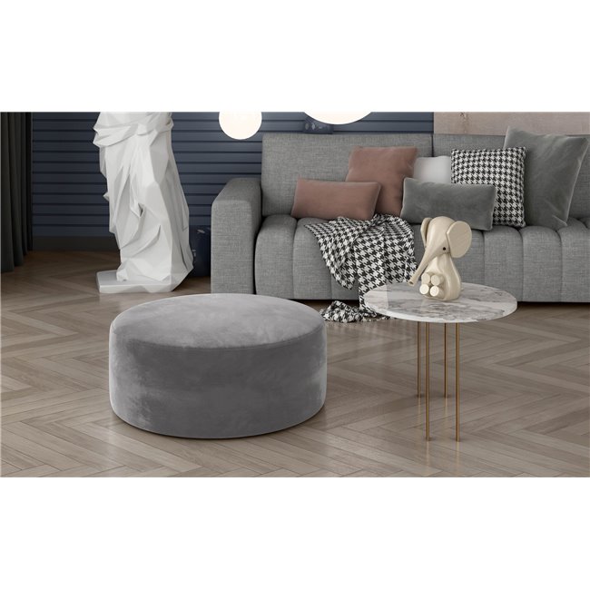 Pouf Elbero Monolith 84, velvet, grey, H42x70x70cm
