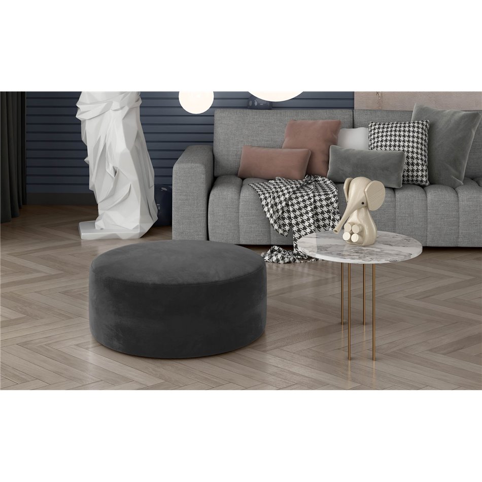 Pouf Elbero Monolith 97, velvet, dark grey, H42x70x70cm