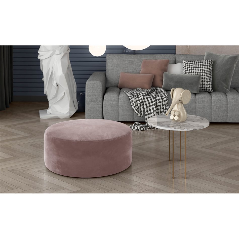 Pouf Elbero Mat Velvet 63, pink, H42x70x70cm