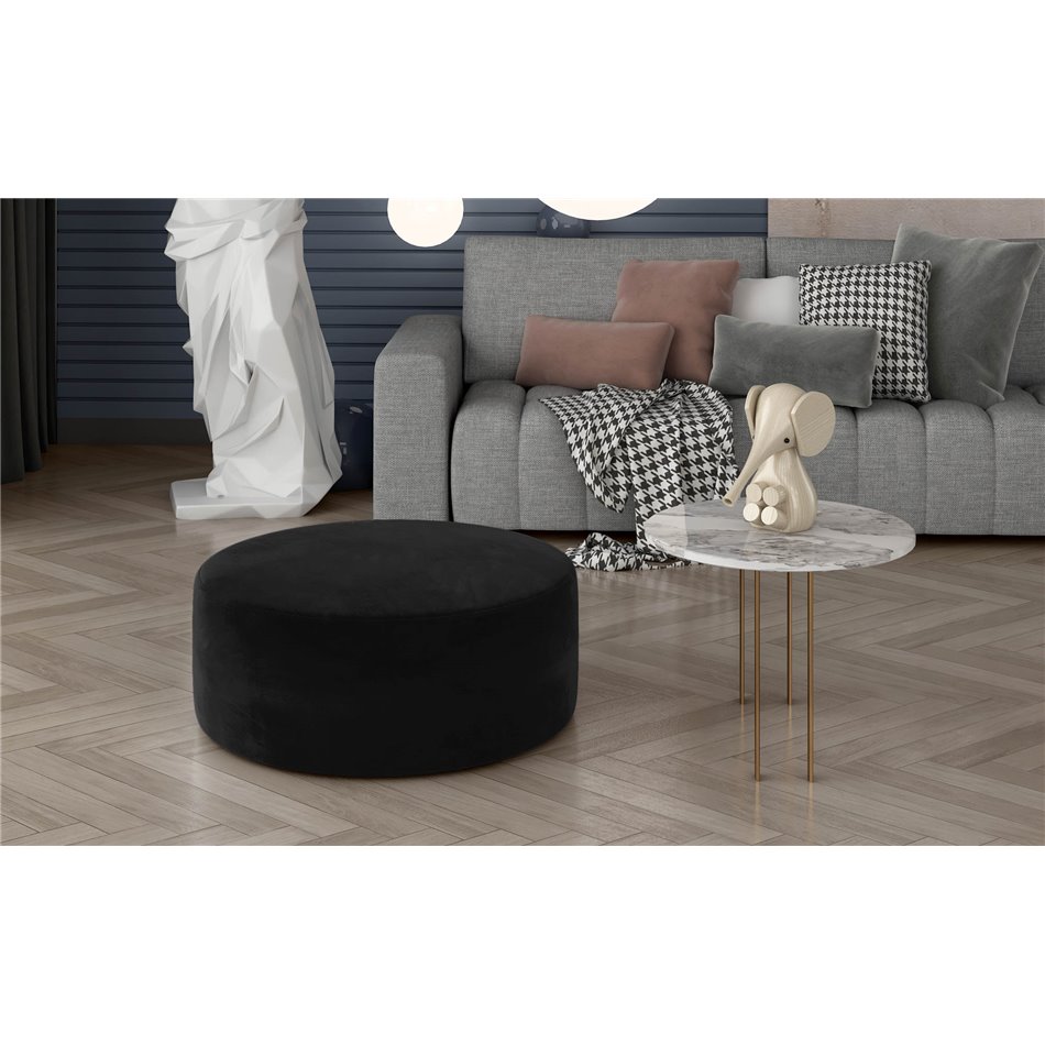 Pouf Elbero Mat Velvet 99, black, H42x70x70cm