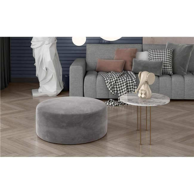 Pouf Elbero Monolith 85, velvet, grey, H42x70x70cm