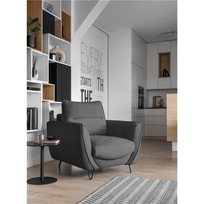 Armchair Elsilva Nube 6, velvet, dark grey, H82x95x93cm