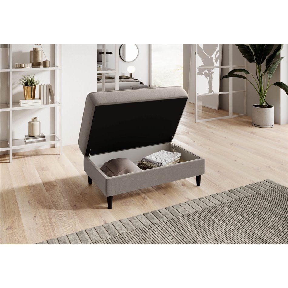 Pouf with storage Elbellis Savoi 7, textured velvet, beige, H42x62x97cm