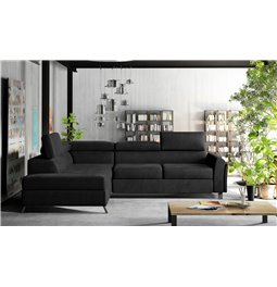 Corner sofa Elkairos L Mat Velvet 99, black, H95x200x265cm