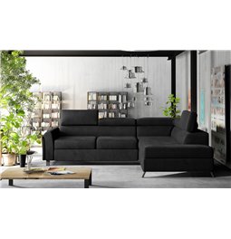 Corner sofa Elkairos R Mat Velvet 99, black, H95x200x265cm