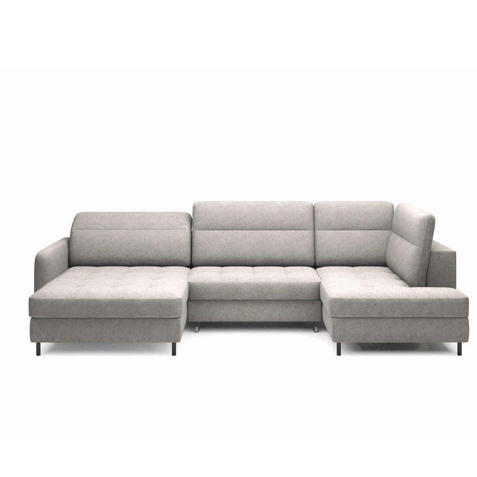 U shape sofa Elberto L, sleeping function, Raquel 03, grey, H100x165x306cm