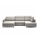 U shape sofa Elberto L, sleeping function, Raquel 03, grey, H100x165x306cm