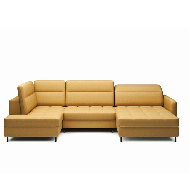 П-образный угловой диван Elberto R, раздвижной, Manhattan 45, бархат, желтый, H100x165x306см