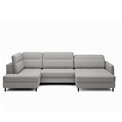 П-образный угловой диван Elberto R, раздвижной, Toscany 03, бархат, серый, H100x165x306см