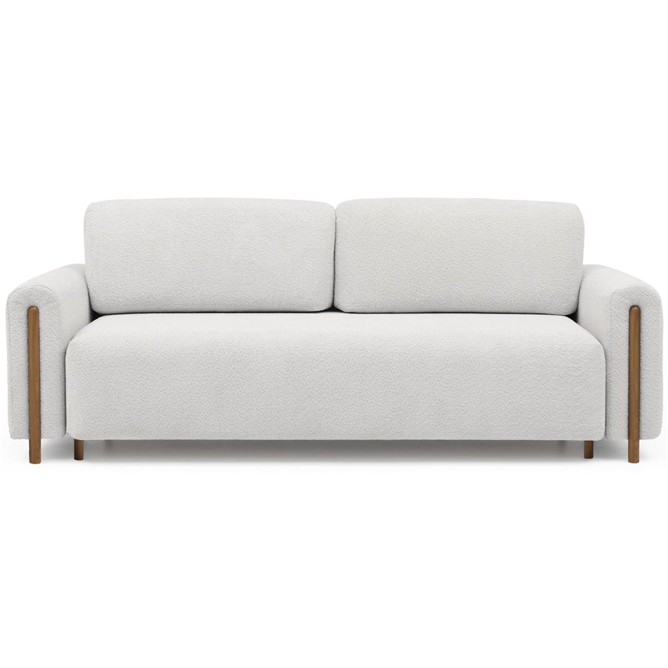 Diivanvoodi Elcadova Tamm, pikendatav, Royal 01, bouclé, valge, H97x97x244cm