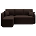 Corner sofa Elhandson L, sleeping function, Lukso 22, velvet, brown, H89x150x206cm