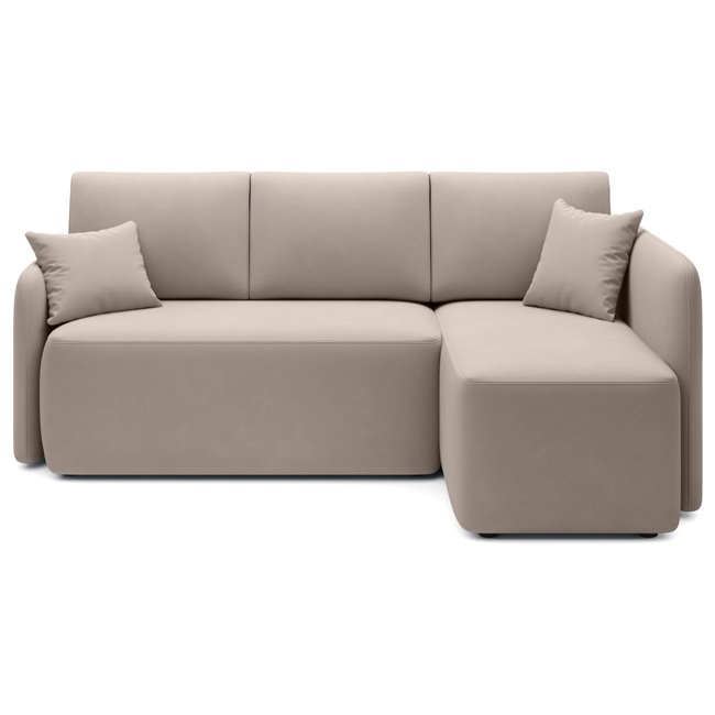 Corner sofa Elhandson R, sleeping function, Sola 18, beige, H89x150x206cm
