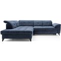 Corner sofa Elinferne L, sleeping function, Aura 40, velvet, dark blue, H107x210x297cm