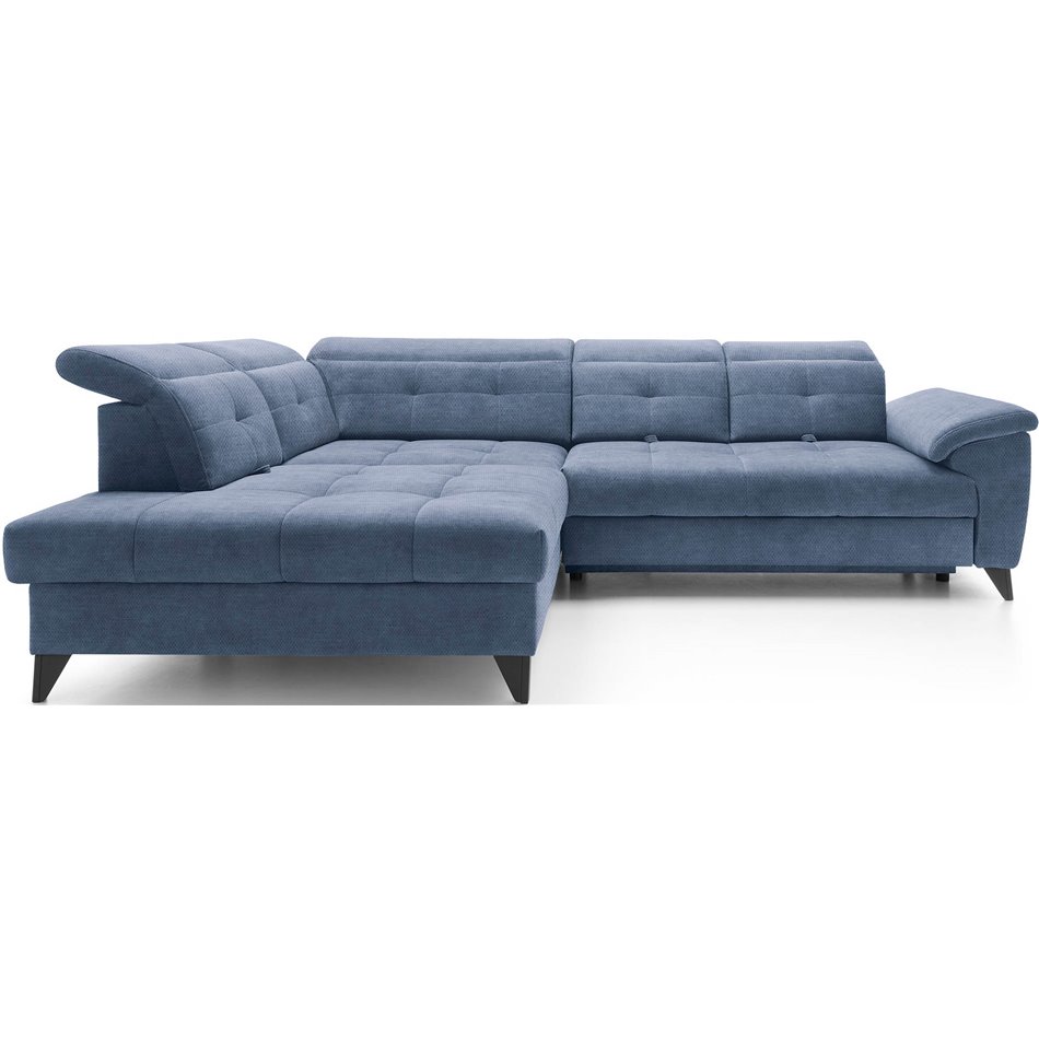 Corner sofa Elinferne L, sleeping function, Raquel 40, dark blue, H107x210x297cm