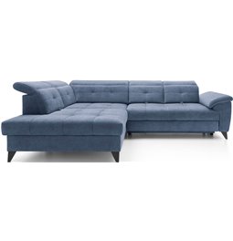 Corner sofa Elinferne L, sleeping function, Raquel 40, dark blue, H107x210x297cm