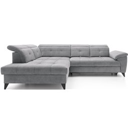 Corner sofa Elinferne L, sleeping function, Relax 04, velvet, grey, H107x210x297cm