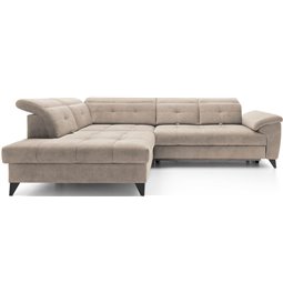 Corner sofa Elinferne L, sleeping function, Relax 20, velvet, beige, H107x210x297cm