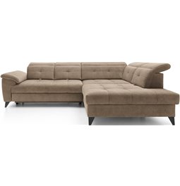 Corner sofa Elinferne R, sleeping function, Aura 20, velvet, dark beige, H107x210x297cm