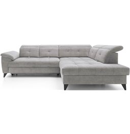Corner sofa Elinferne R, sleeping function, Raquel 04, grey, H107x210x297cm