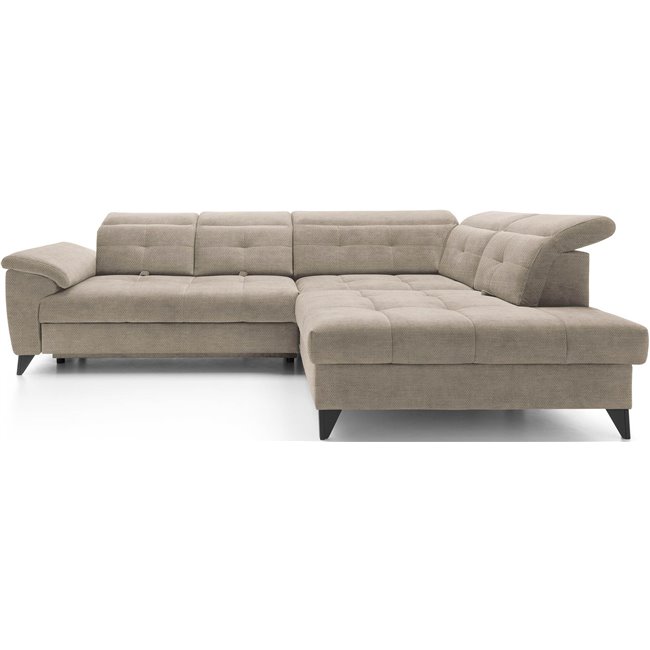 Corner sofa Elinferne R, sleeping function, Raquel 20, beige, H107x210x297cm