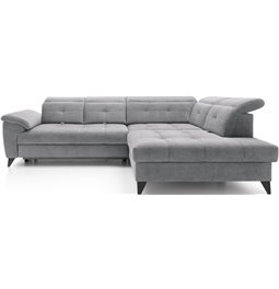 Corner sofa Elinferne R, sleeping function, Relax 04, velvet, grey, H107x210x297cm
