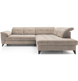 Corner sofa Elinferne R, sleeping function, Relax 20, velvet, beige, H107x210x297cm