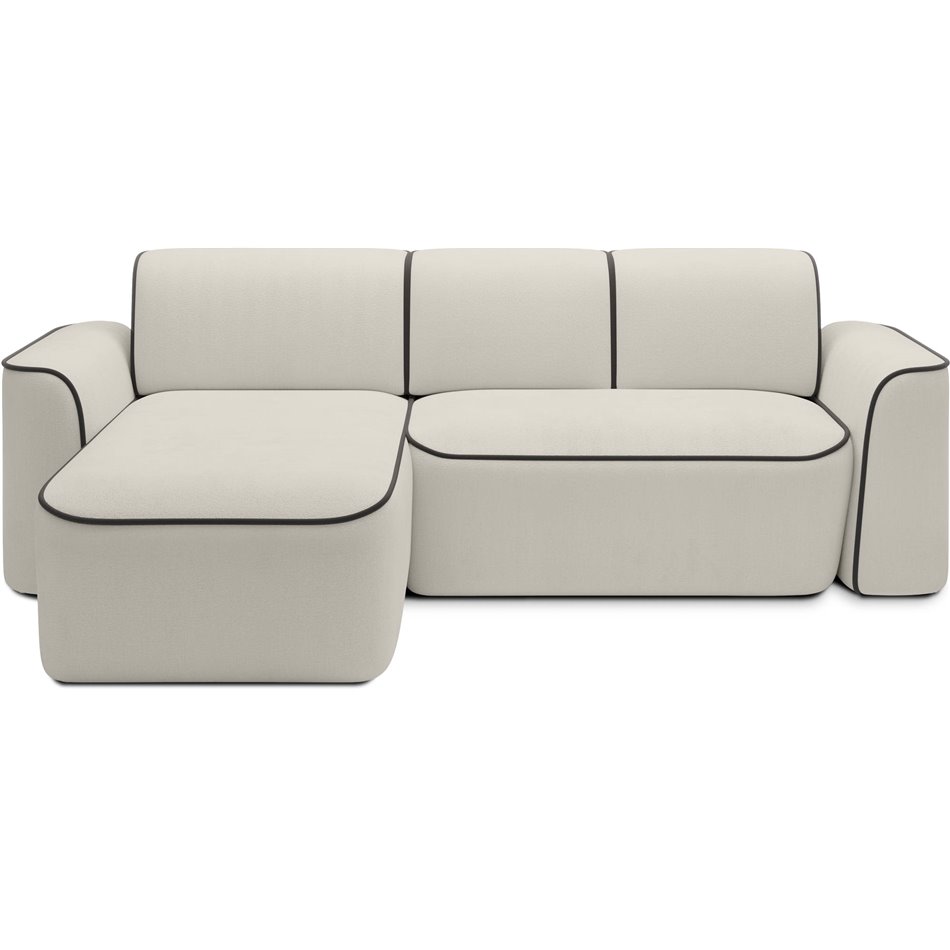 Corner sofa Elume L, sleeping function, Amore 01, Velvetmat 22, bouclé, beige, H88x190x287cm