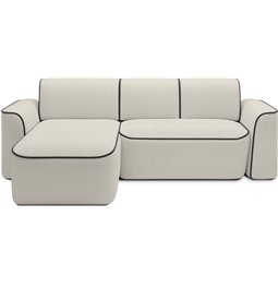 Corner sofa Elume L, sleeping function, Amore 01, Velvetmat 22, bouclé, beige, H88x190x287cm