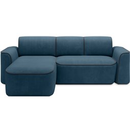 Corner sofa Elume L, sleeping function, Amore 40, Velvetmat 6, bouclé, blue, H88x190x287cm