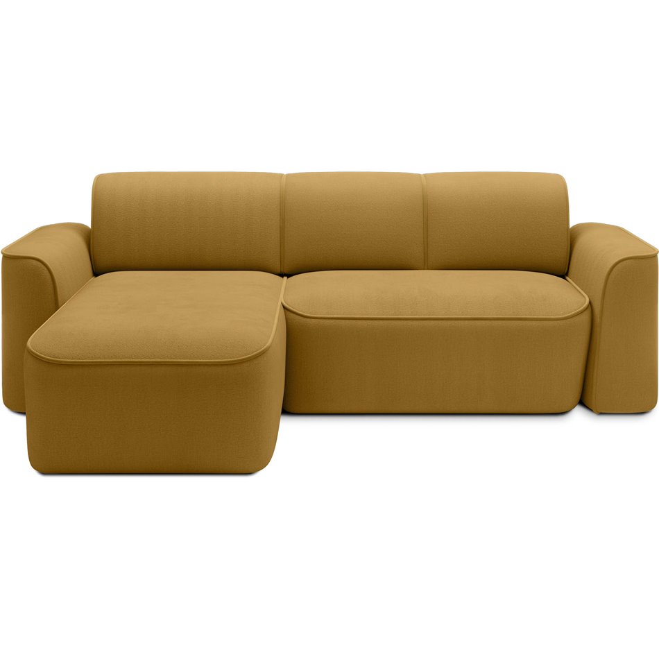 Corner sofa Elume L, sleeping function, Amore 45, Riviera 41, bouclé, yellow, H88x190x287cm