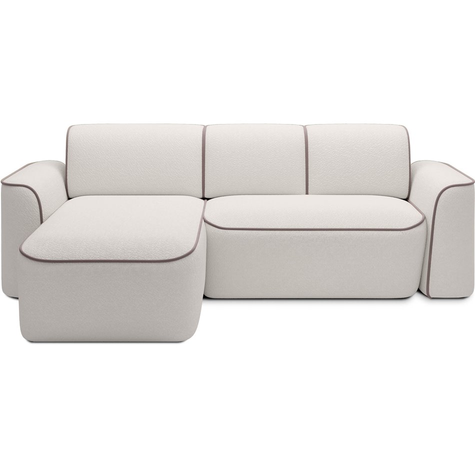 Угловой диван Elume L, с механизмом раскладыванием, Royal 01, Paros 02, букле, белый, H88x190x287см