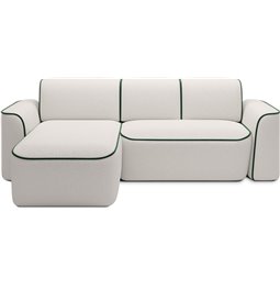 Corner sofa Elume L, sleeping function, Royal 01, Riviera 38, bouclé, white, H88x190x287cm