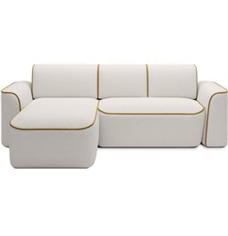 Corner sofa Elume L, sleeping function, Royal 01, Riviera 41, bouclé, white, H88x190x287cm