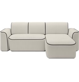 Corner sofa Elume R, sleeping function, Amore 01, Velvetmat 22, bouclé, beige, H88x190x287cm