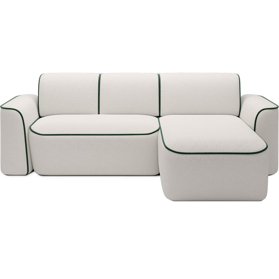 Угловой диван Elume R, с механизмом раскладыванием, Royal 01, Riviera 38, букле, белый, H88x190x287см