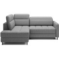 Corner sofa Elbare L, sleeping function, Manhattan 03, velvet, grey, H100x160x208cm