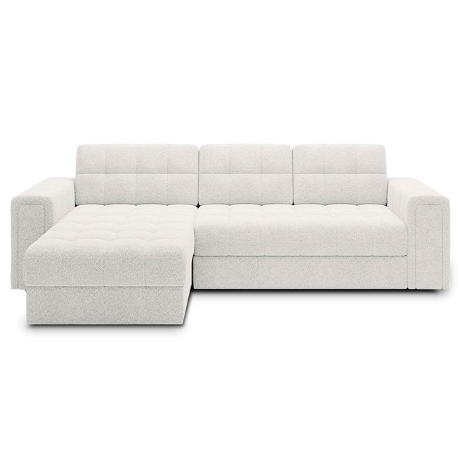 Угловой диван Elveni L/R Reversible, раздвижной, Royal 01, букле, белый, H82x150x260см