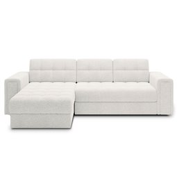 Угловой диван Elveni L/R Reversible, раздвижной, Royal 01, букле, белый, H82x150x260см